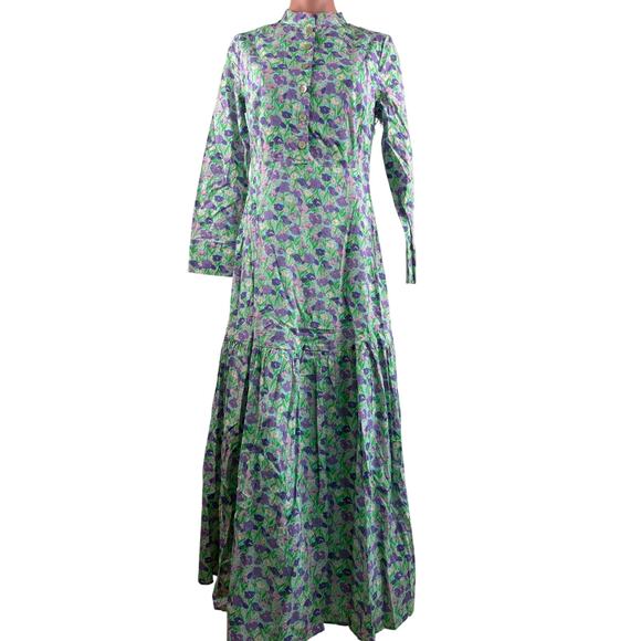 Hyacinth House Tuckernuck Blue Multi Floral Bellflower Maxi Dress Size XXS - Picture 3 of 16